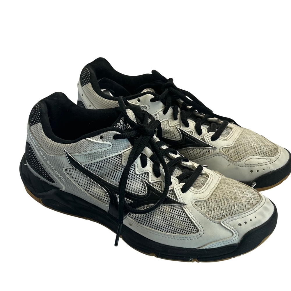 Mizuno Wave Supersonic Womens 8 Volleyball Shoes‎ White Black V1GC18400
